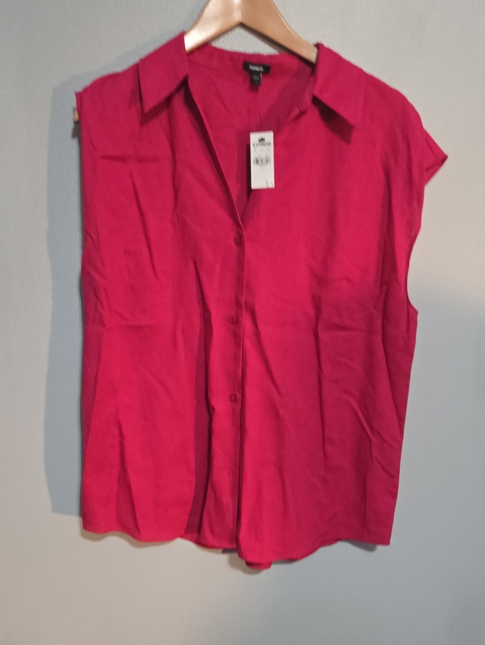 Windsor Hot Pink Sleeveless Button-Front Shirt
